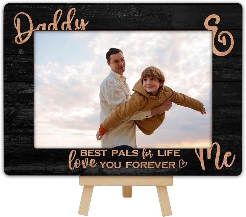 OXRUN Daddy & Me Picture Frame, Father's Day Gifts Wooden Photo Frame with Easel, Display Photo Insert, 4x6 Picture Frame for Tabletop Display - A06 - Image 1